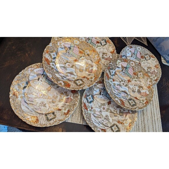 6 Vintage Hand Painted Gold Trim  Japanese Plate - Picture 3 of 16